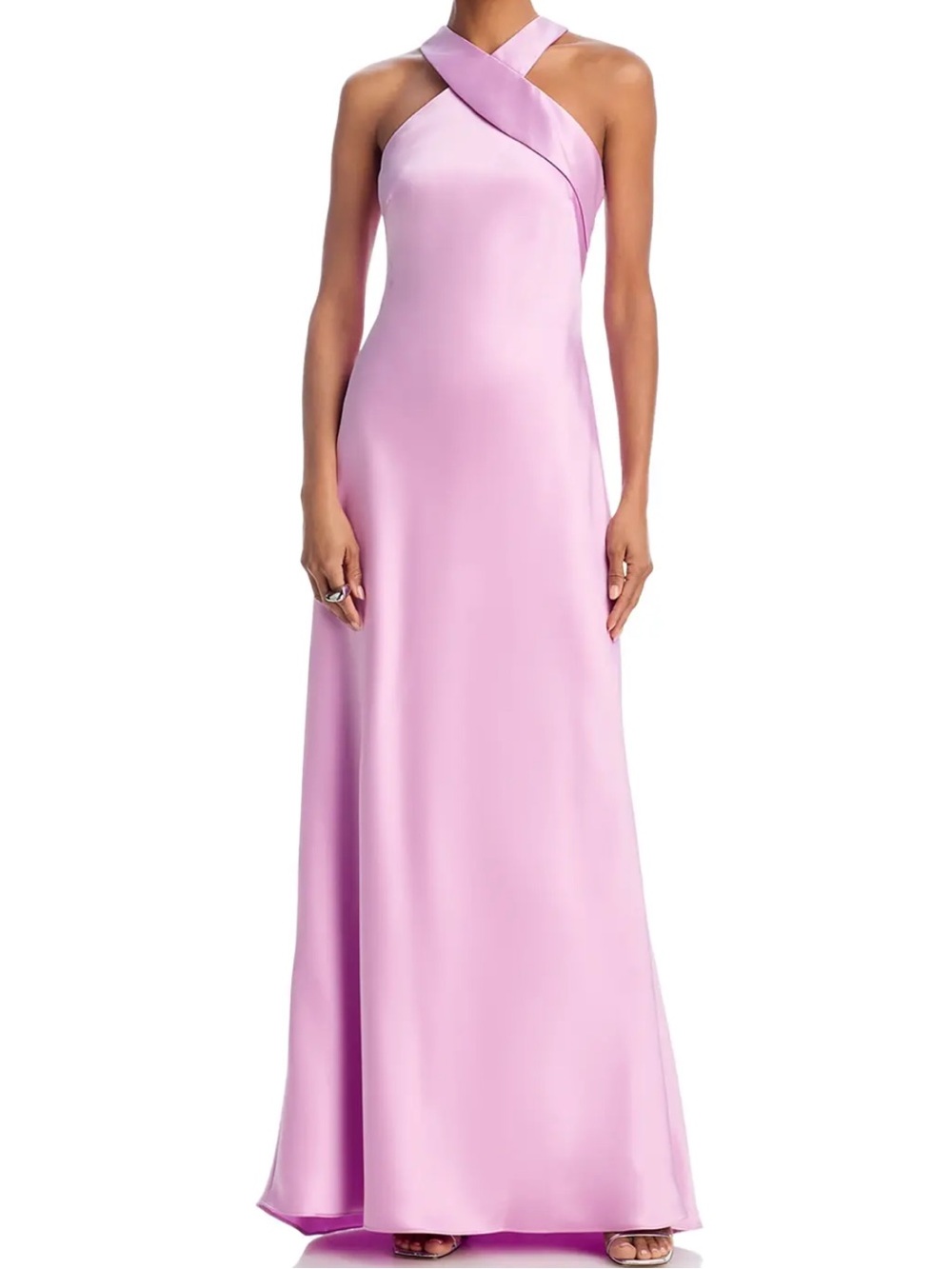 Aqua Pastel Lilac One-Shoulder Satin Gown